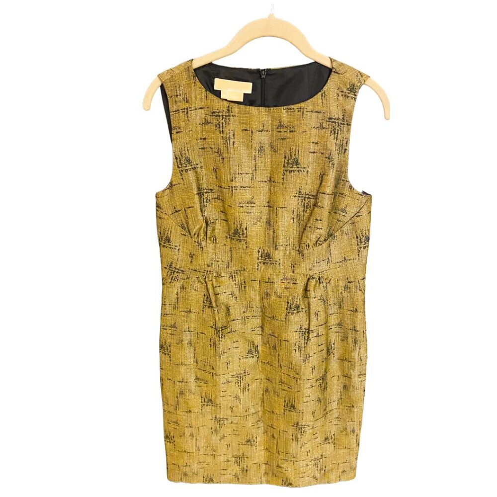 Michael Kors Shift Dress, 8, Shimmery Gold & Black